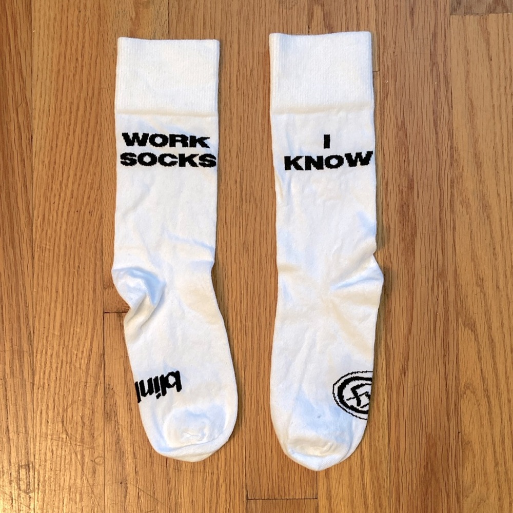 2024 Official Blink 182 Tour Work Sucks White Work Socks by Sock Club - Unisex